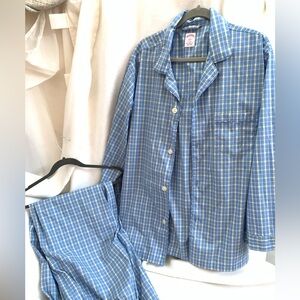 Brooks Brothers Mens Blue Plaid Pajama Set :All Cotton